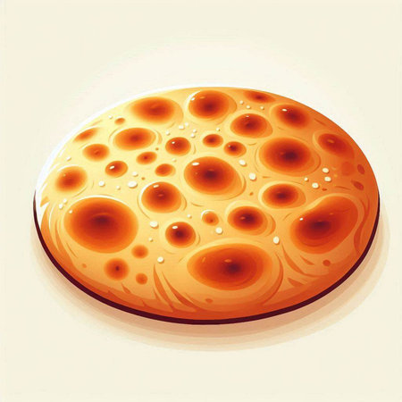 Illustration of a round pizza on a white background. Vector.のイラスト素材