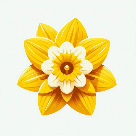 Illustration of a yellow flower on a white background with copy spaceのイラスト素材