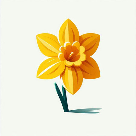 Vector illustration of yellow daffodil flower on white background.のイラスト素材