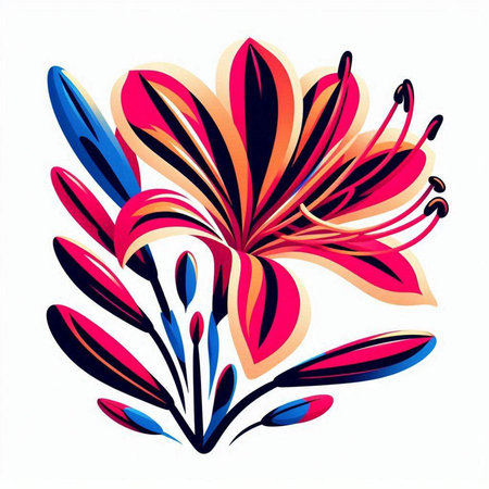 Lily flower on white background. Vector illustration for your design.のイラスト素材