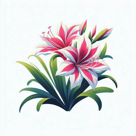 Vector illustration of lily flowers on white background. Floral design element.のイラスト素材