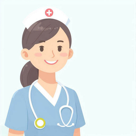 Nurse in blue uniform with stethoscope. Vector illustration.のイラスト素材