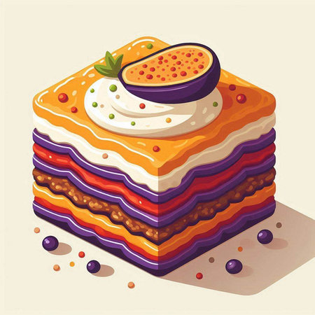 Illustration of a layered layered cake with figs and cream cheeseのイラスト素材