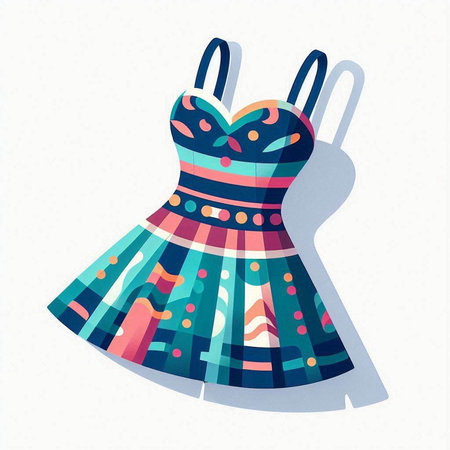 Illustration of a dress with a pattern on a white background.のイラスト素材