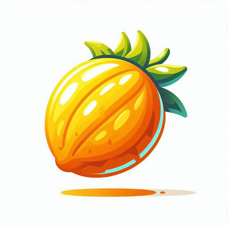 Cartoon ripe orange fruit isolated on white background. Vector illustration.のイラスト素材