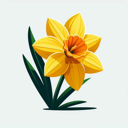 yellow daffodil on a white background. vector illustration.のイラスト素材