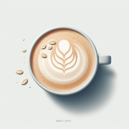 Cup of coffee with latte art on white background. Vector illustration.のイラスト素材