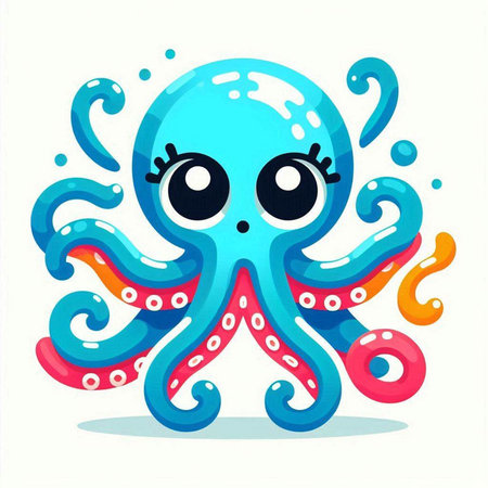 Cartoon octopus. Vector illustration of a cute octopus.のイラスト素材
