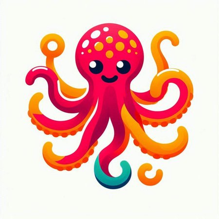 Octopus cartoon on white background. Vector illustration for your design.のイラスト素材