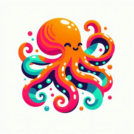 Octopus colorful vector icon isolated on white background. Vector illustration.のイラスト素材