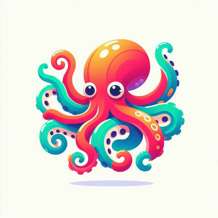 Colorful octopus isolated on a white background. Vector illustration.のイラスト素材