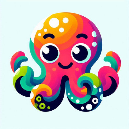 Octopus. Cute cartoon character. Colorful vector illustration.のイラスト素材
