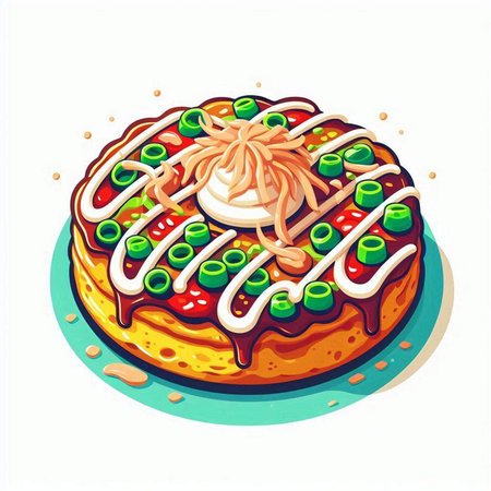 Illustration of a decorated cake on a white background, vector illustrationのイラスト素材
