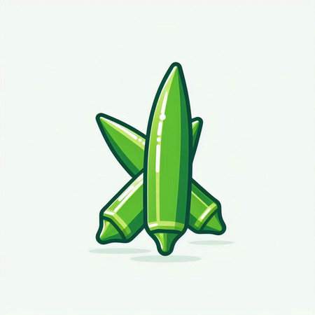 Cute cartoon green crayons isolated on white background. Vector illustration.のイラスト素材