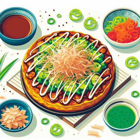 Illustration of a Japanese Cuisine Illustration of Sushi Rolls with Noodlesのイラスト素材