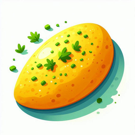 Mango with parsley on a white background. Vector illustration.のイラスト素材