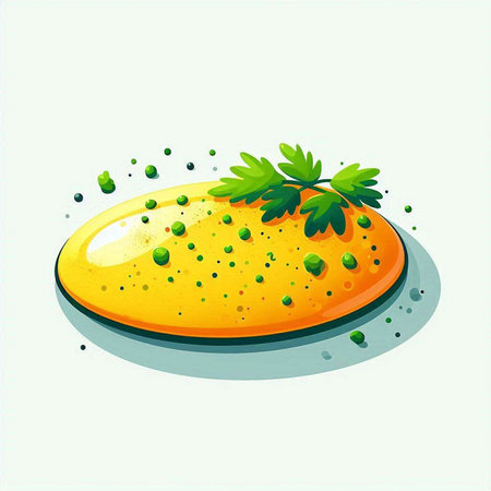 Illustration of a slice of pumpkin with parsley on a white backgroundのイラスト素材