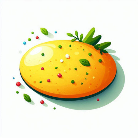 Illustration of a slice of orange with green leaves on a white backgroundのイラスト素材