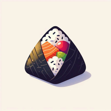 Sushi in the form of a square. Japanese food. Vector illustration.のイラスト素材