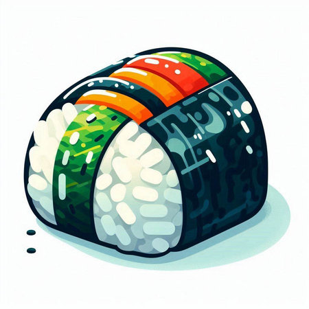Illustration of japanese sushi roll on a white background.のイラスト素材
