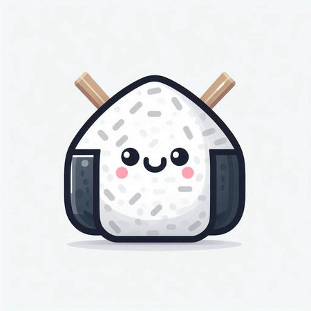 Cute Kawaii rice ball on a white background. Vector illustration.のイラスト素材