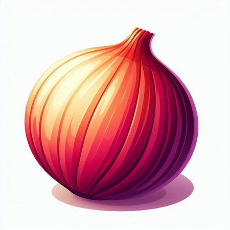 Illustration of a whole red onion on a white background - vectorのイラスト素材