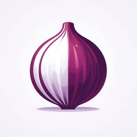 Purple onion on a white background. Vector illustration in a flat style.のイラスト素材