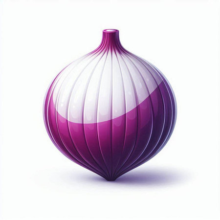 Purple onion on a white background. 3D rendering. Illustration.のイラスト素材