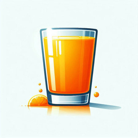 Orange juice in a glass. Vector illustration on a light background.のイラスト素材