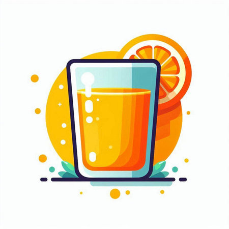 Orange juice in a glass. Vector illustration on a white background.のイラスト素材