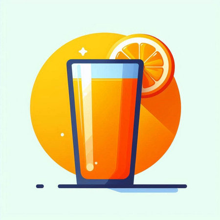 Orange juice in a glass with slice of orange. Vector illustration.のイラスト素材