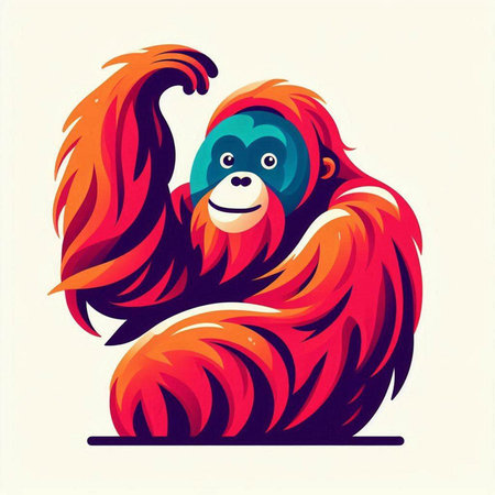 Orangutan. Vector illustration of a wild animal in cartoon style.のイラスト素材