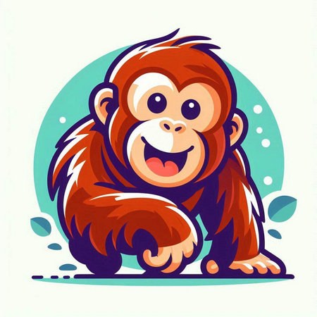 Cute cartoon monkey. Vector illustration isolated on a white background.のイラスト素材