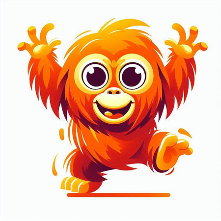 funny cartoon orange monkey. vector illustration isolated on white background.のイラスト素材