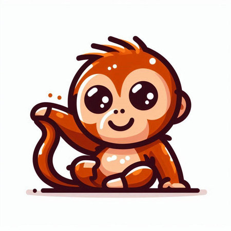 Cute baby monkey. Vector illustration in cartoon style isolated on white background.のイラスト素材