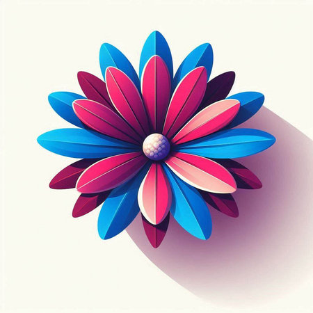 Flower with blue and pink petals on white background. Vector illustration.のイラスト素材