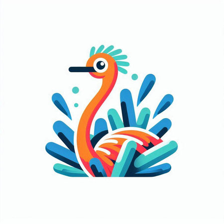 Ostrich in the nest. Cute cartoon vector illustration.のイラスト素材