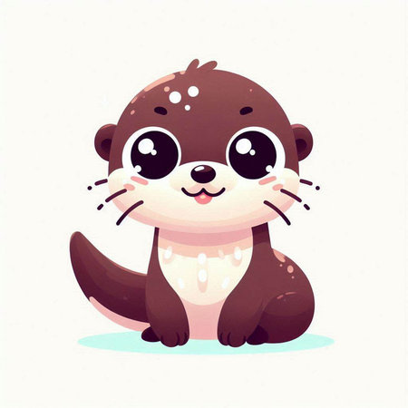 Cute cartoon otter on white background. Vector illustration for kids.のイラスト素材