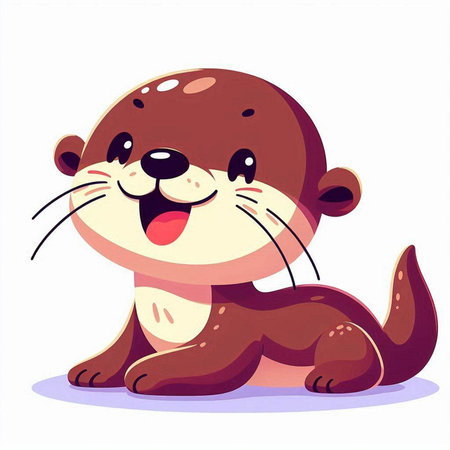 Cute otter cartoon character. Vector illustration on white background.のイラスト素材