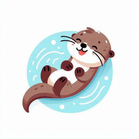 Cute otter. Vector illustration in cartoon style on a white background.のイラスト素材