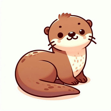 Cute cartoon otter on a white background. Vector illustration.のイラスト素材