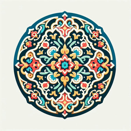 Oriental pattern in the form of a circle. Vector illustration.のイラスト素材