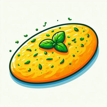 Illustration of a slice of mango with green mint leaves on a white backgroundのイラスト素材