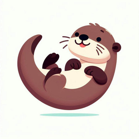 Cute cartoon otter. Vector illustration on a white background.のイラスト素材