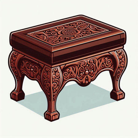 Wooden antique furniture. Vector illustration. Vintage engraving.のイラスト素材