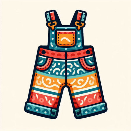 Dungarees with ethnic ornament. Vector illustration for your designのイラスト素材