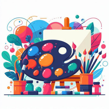 Art school vector illustration. Flat design modern style concept for web banners, web sites, printed materials, promotional material.のイラスト素材