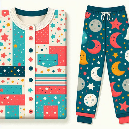 Children's pajamas with a pattern of stars. Vector illustration.のイラスト素材