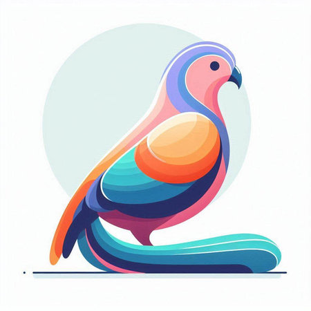 Pigeon vector illustration. Colorful parrot isolated on white background.のイラスト素材