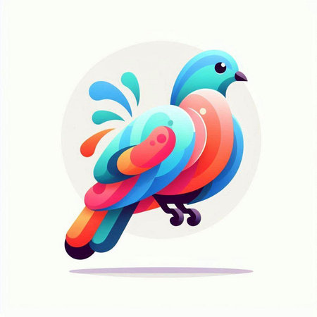 Pigeon colorful icon isolated on white background. Vector illustration.のイラスト素材